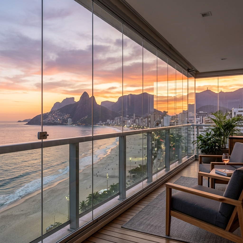 Varanda envidraçada de luxo no Rio de Janeiro